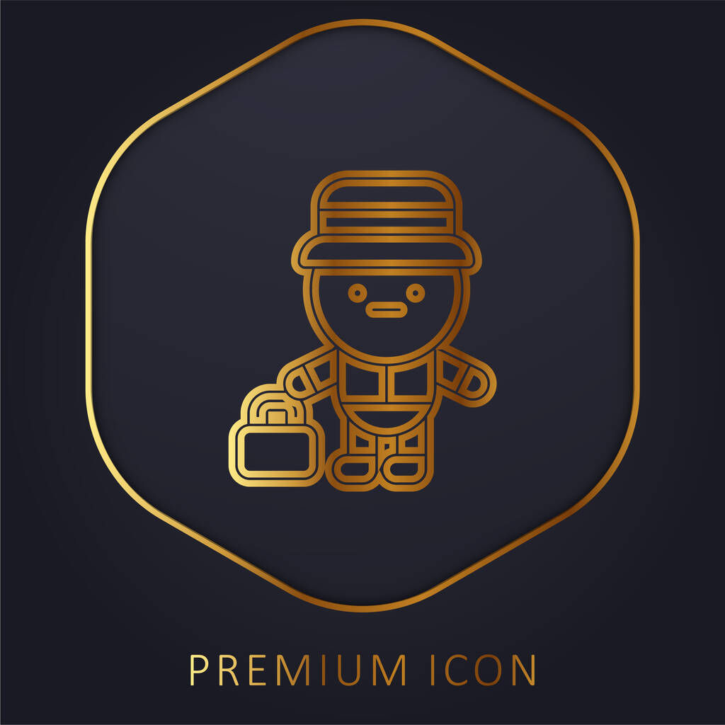 Bell Boy línea de oro logotipo premium o icono - Vector, Imagen