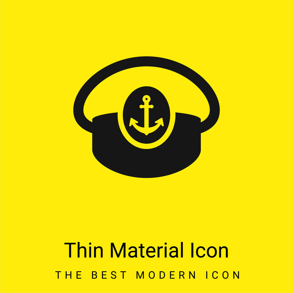 Barco Capitán Sombrero mínimo icono de material amarillo brillante - Vector, imagen