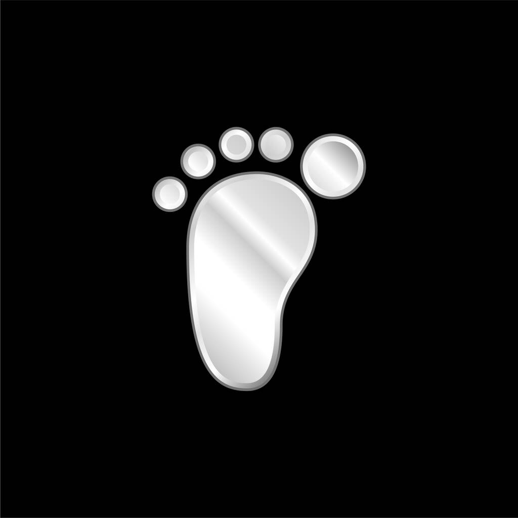 Barefoot silver plated metallic icon - Vector, Image