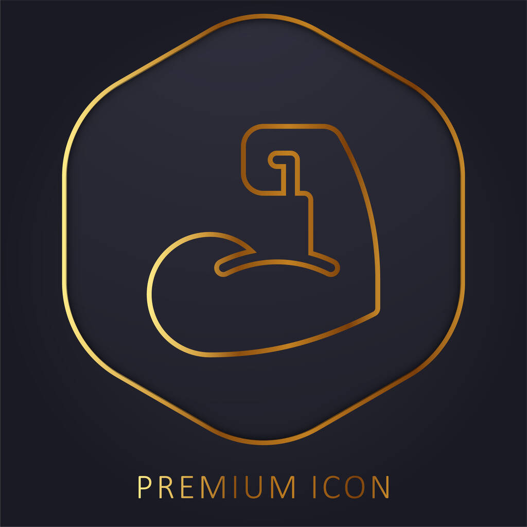 Złota linia bicepsów logo premium lub ikona - Wektor, obraz