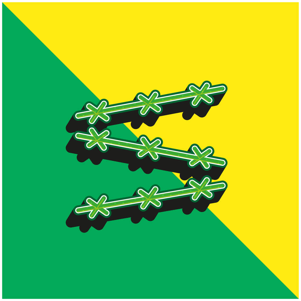 Alambre de púas verde y amarillo moderno vector 3d icono logotipo - Vector, Imagen