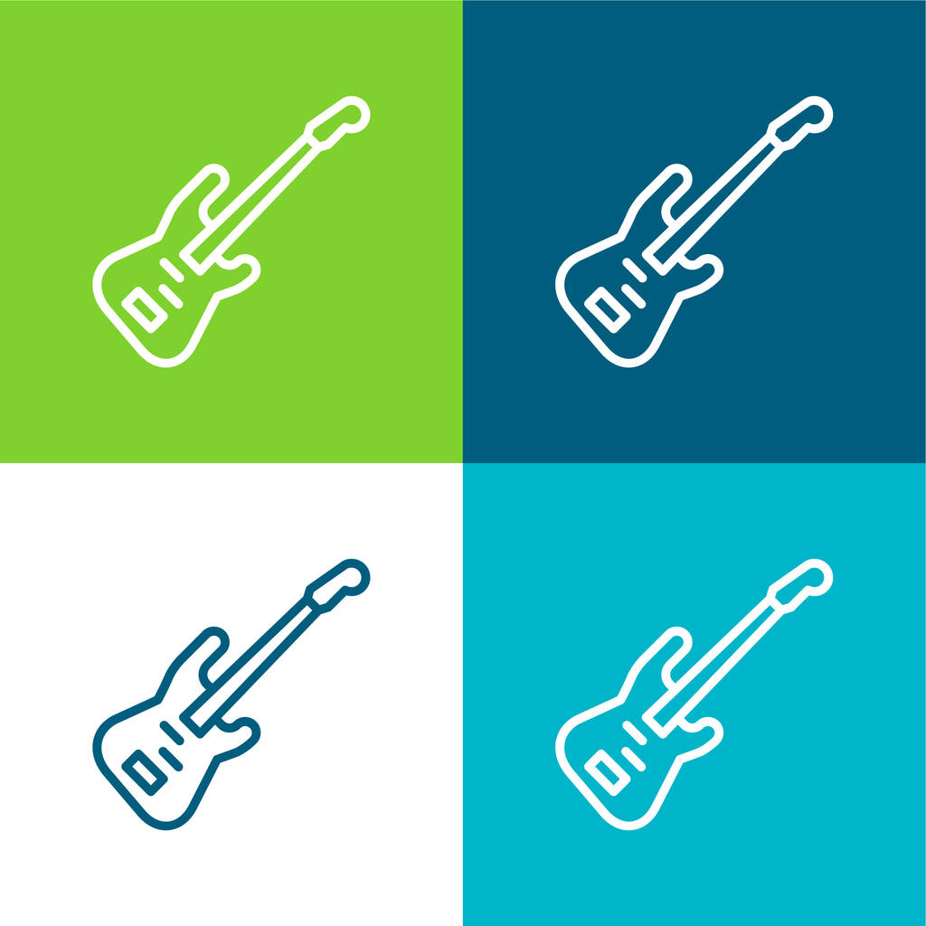Bass Flat cztery kolory minimalny zestaw ikon - Wektor, obraz