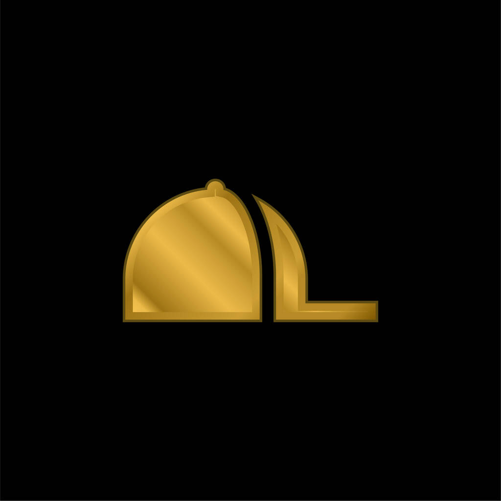 Бейсбольна шапка золота металева іконка або вектор логотипу
 - Вектор, зображення