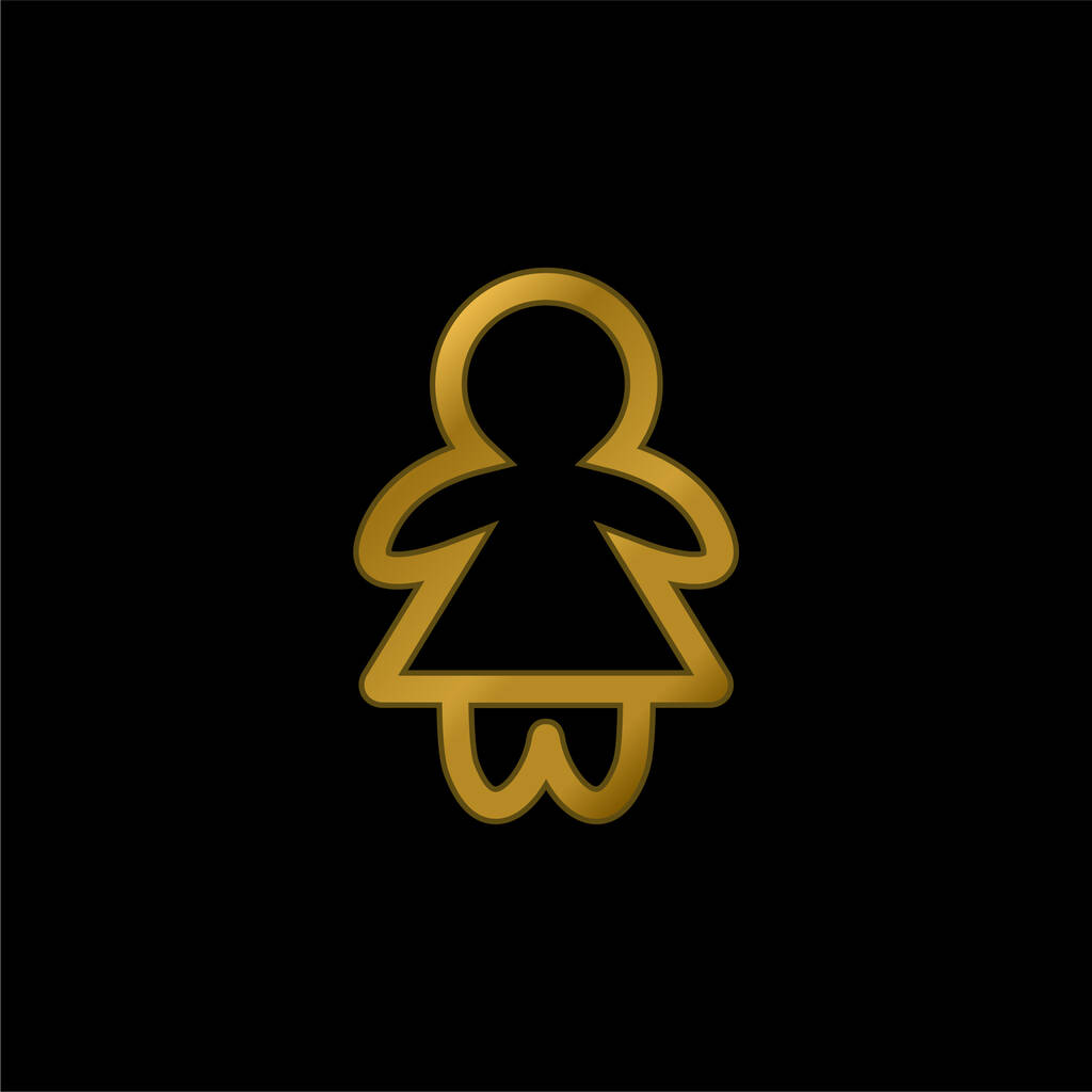 Baby Girl Outline gold plated metalic icon or logo vector - Vector, Image