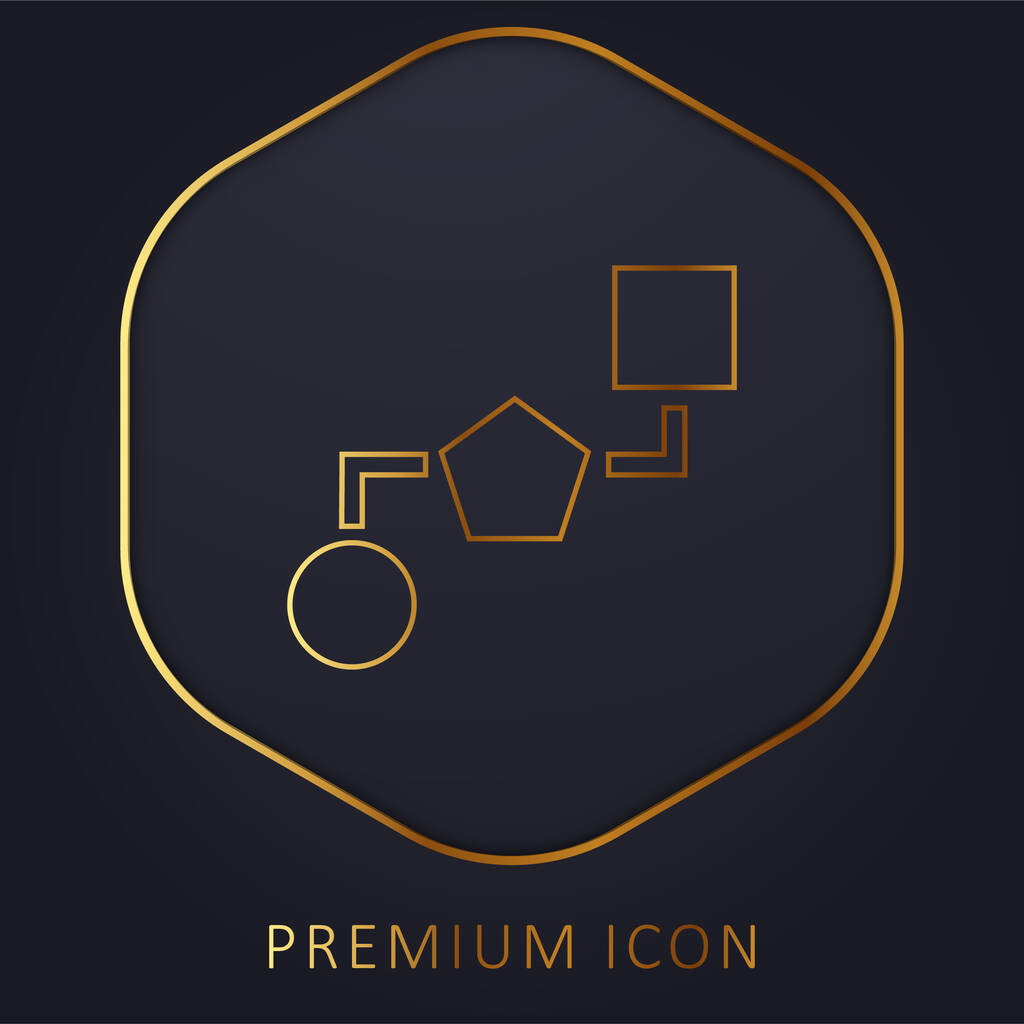 Schema a blocchi di tre forme geometriche linea dorata logo premium o icona - Vettoriali, immagini