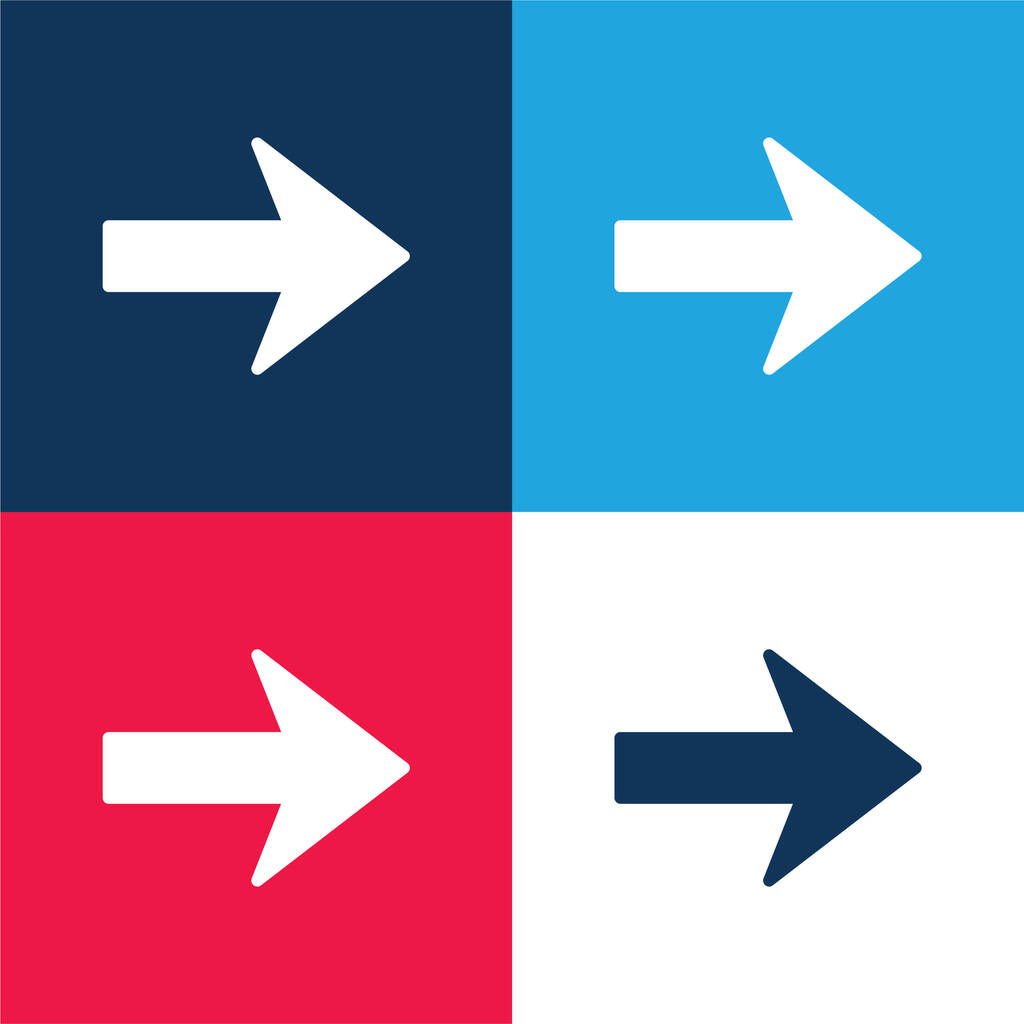 Seta Apontando para a direita azul e vermelho conjunto de ícone mínimo de quatro cores - Vetor, Imagem