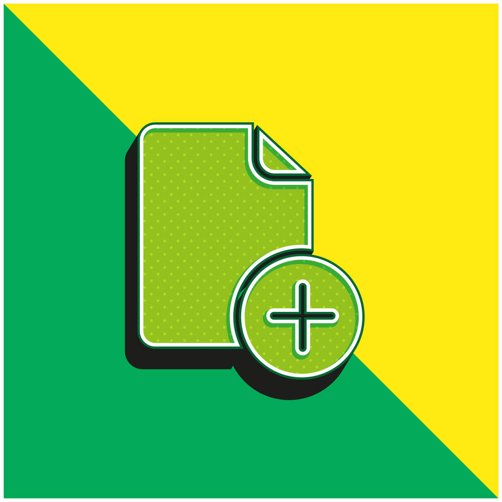 Bestand toevoegen Groen en geel modern 3D vector pictogram logo - Vector, afbeelding