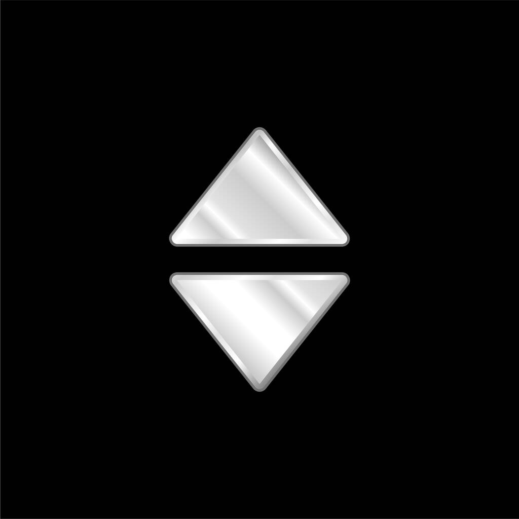 Βέλη πάνω και κάτω Γεμισμένα τρίγωνα επάργυρο μεταλλικό εικονίδιο - Διάνυσμα, εικόνα