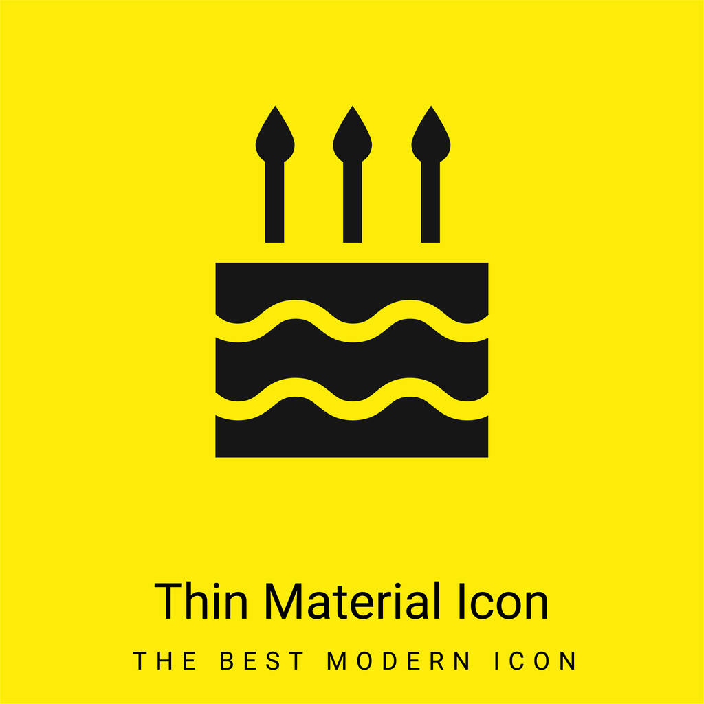 Birthday Cake minimal bright yellow material icon - Vector, Image