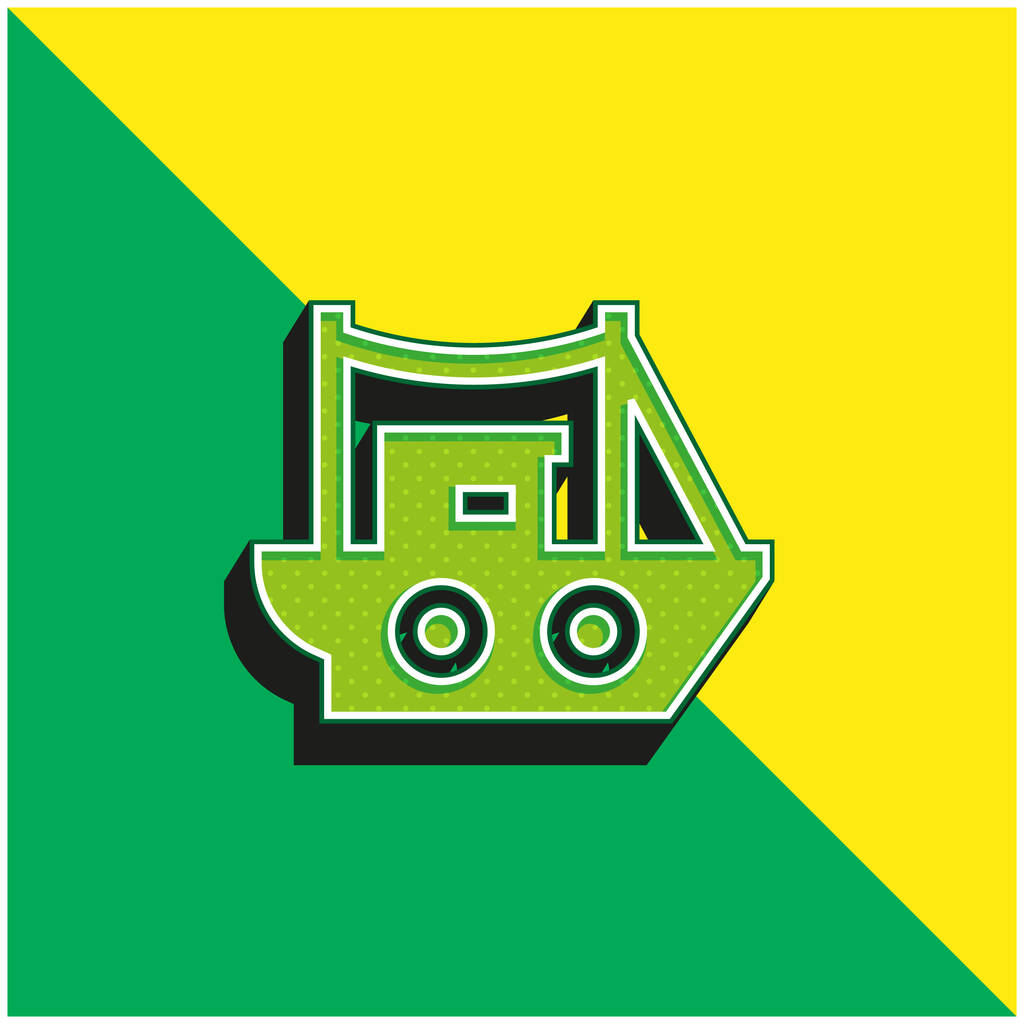 Barco verde e amarelo moderno logotipo vetor 3d ícone - Vetor, Imagem