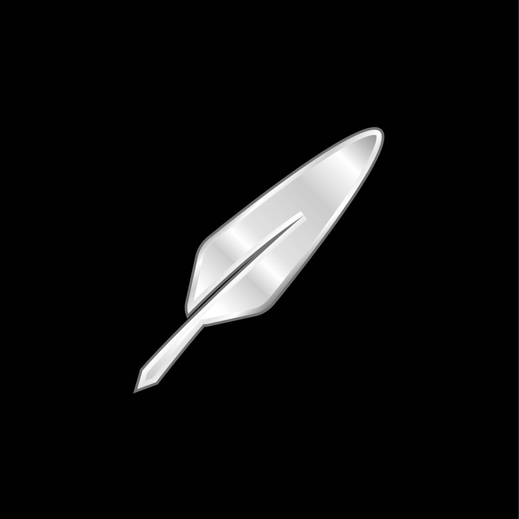 Pluma de pájaro plateado icono metálico - Vector, imagen
