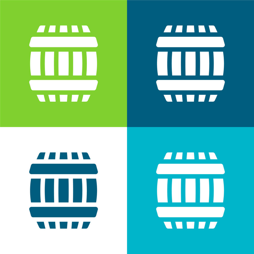 Barrel Flat четыре цвета минимальный набор значков - Вектор,изображение