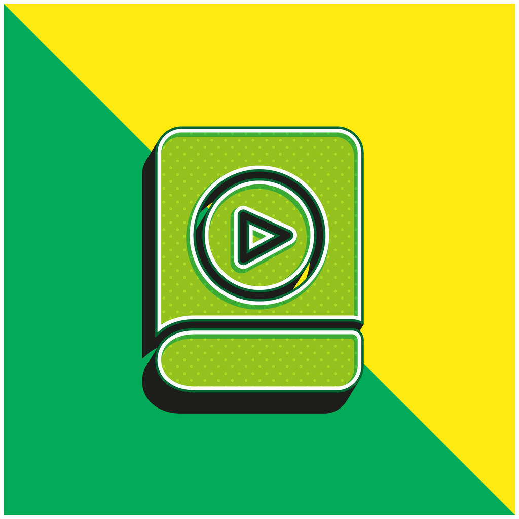 Hörbuch Grünes und gelbes modernes 3D-Vektorsymbol-Logo - Vektor, Bild