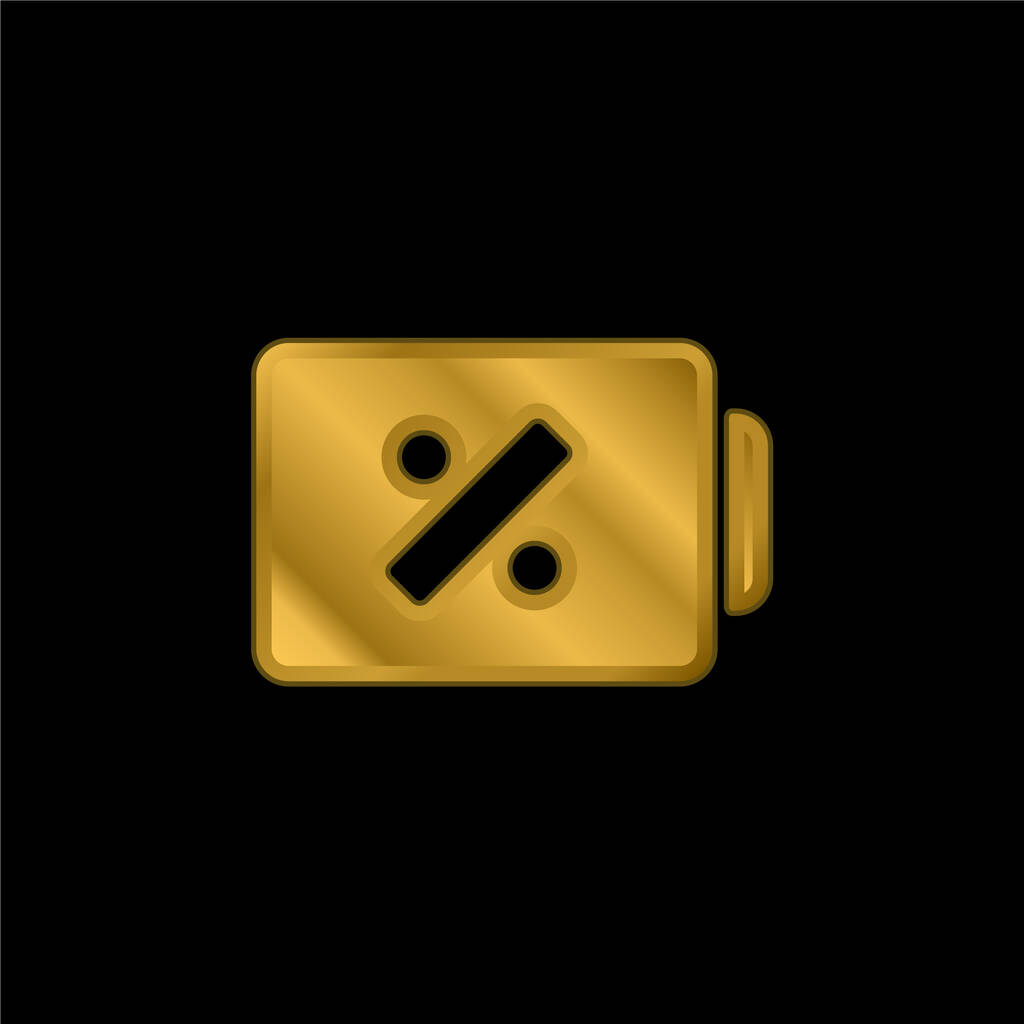 Batterie-Statussymbol mit Prozentzeichen vergoldet metallisches Symbol oder Logo-Vektor - Vektor, Bild