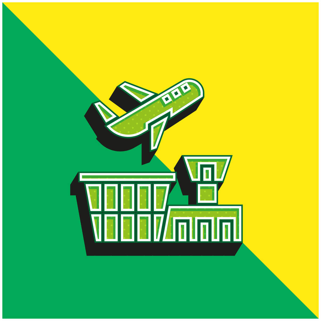 Flughafen Grünes und gelbes modernes 3D-Vektorsymbol-Logo - Vektor, Bild