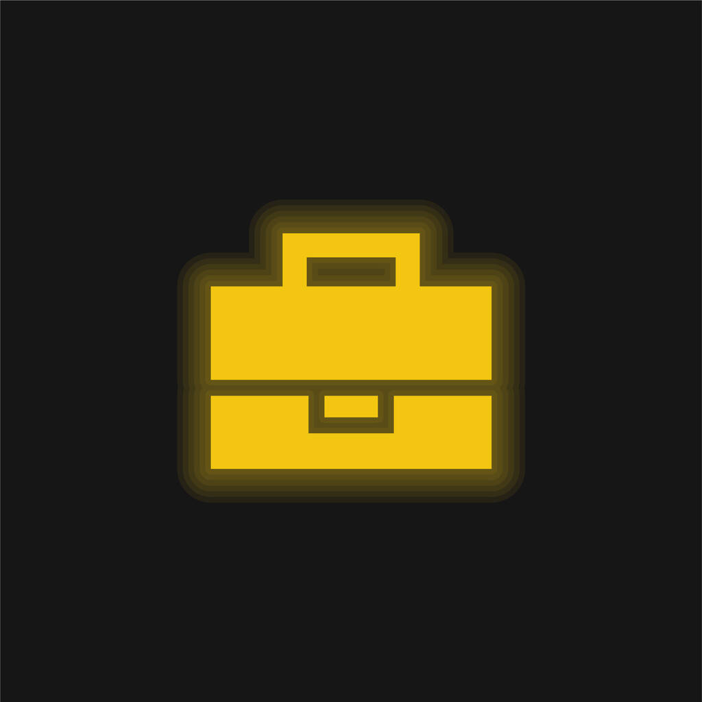 ブラックブリーフケースイエロー輝くネオンアイコン - ベクター画像