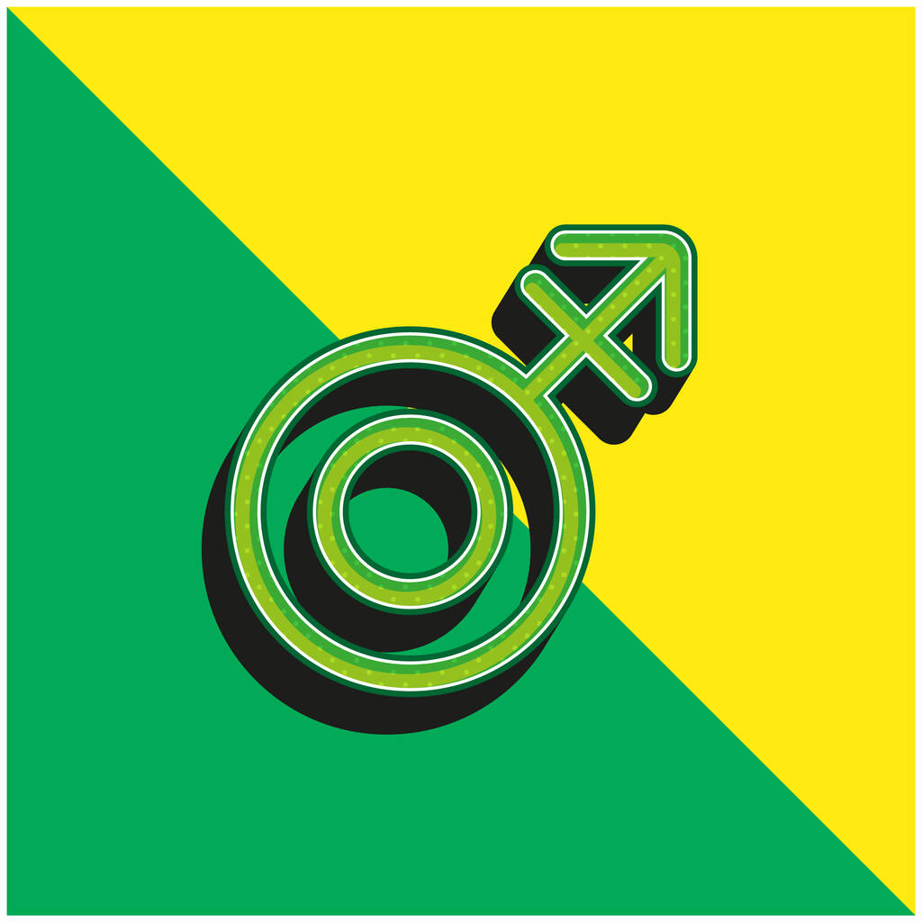 Androgyne Logo vectoriel 3D moderne vert et jaune - Vecteur, image