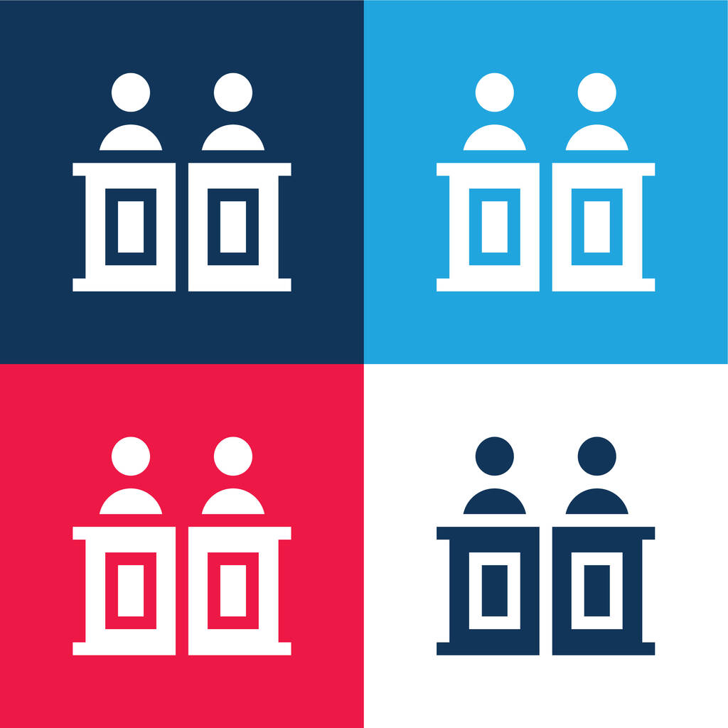 Advocate azul e vermelho quatro cores conjunto de ícones mínimos - Vetor, Imagem