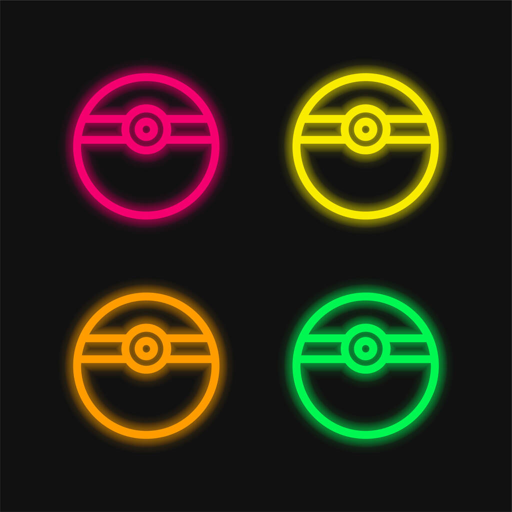 Top Şekillendirilmiş İlaç Taşıyıcısı 4 renkli parlayan neon vektör simgesi - Vektör, Görsel