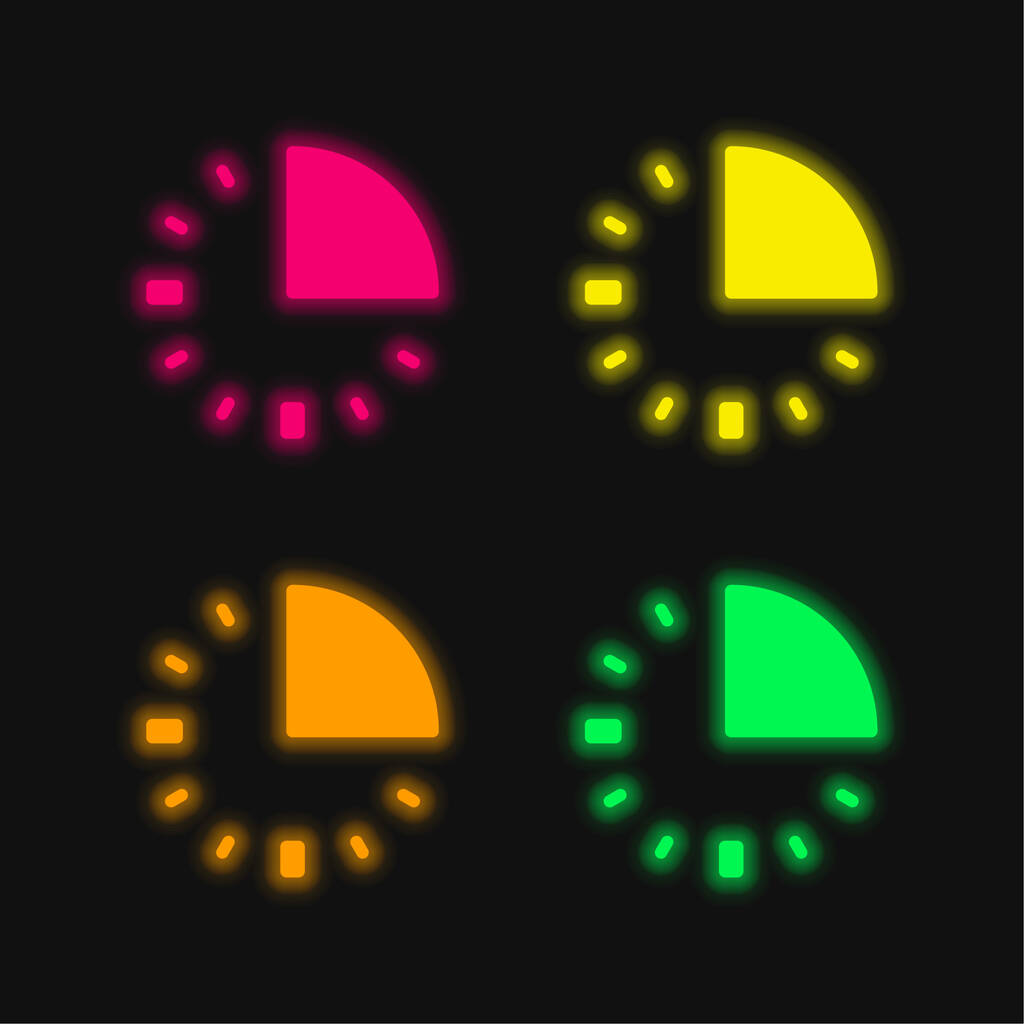 15 λεπτά τέσσερα χρώμα λαμπερό νέον διάνυσμα εικονίδιο - Διάνυσμα, εικόνα