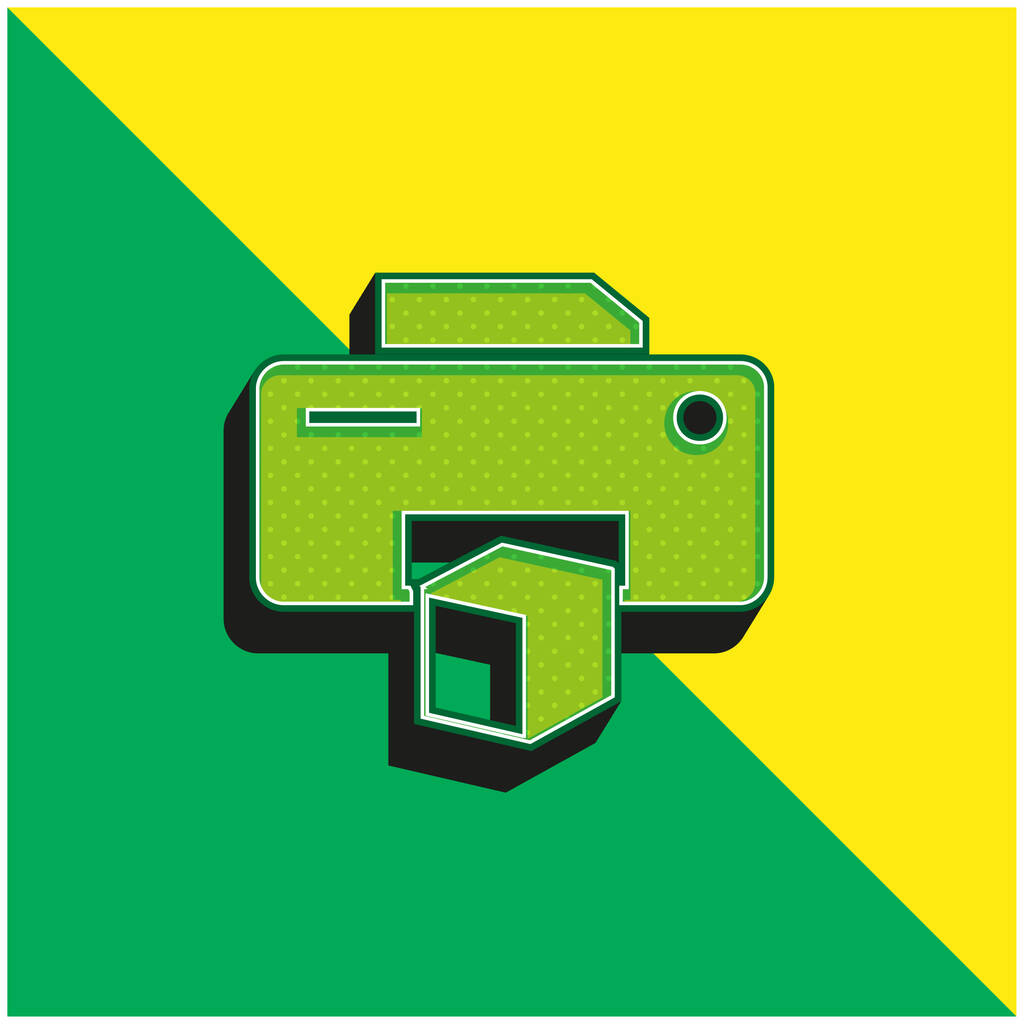 3d Printer Symbool Groen en geel modern 3D vector pictogram logo - Vector, afbeelding