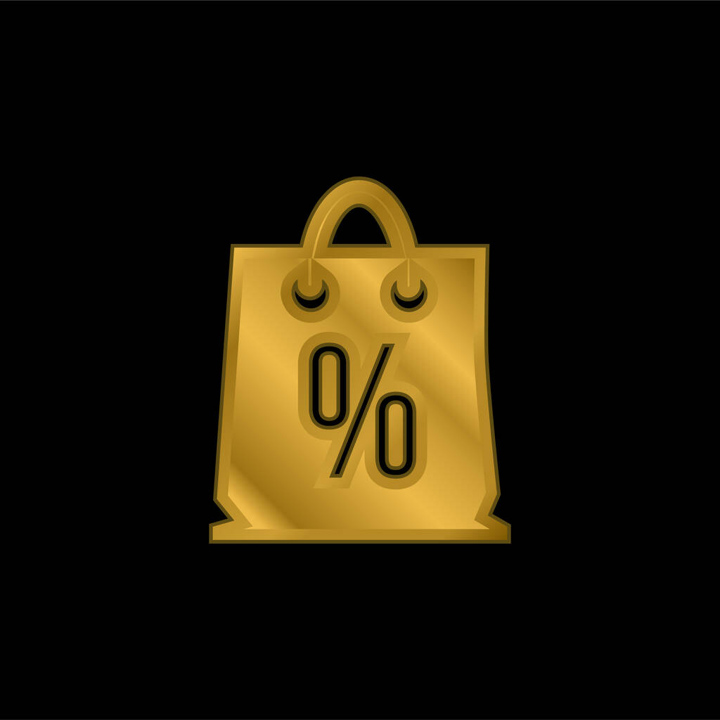 Сумка со скидкой Символ процентов позолоченный металлический значок или вектор логотипа - Вектор,изображение