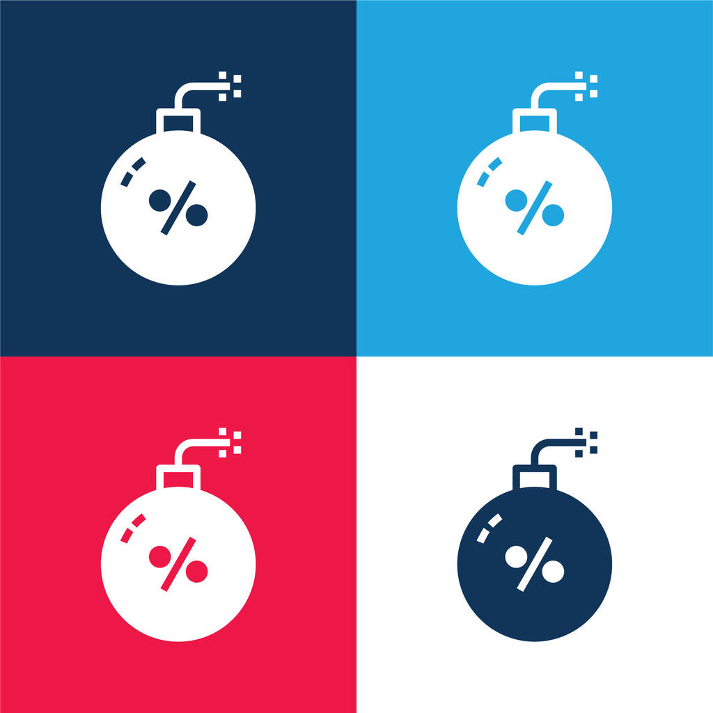 Bombe bleu et rouge quatre couleurs minimum jeu d'icônes - Vecteur, image
