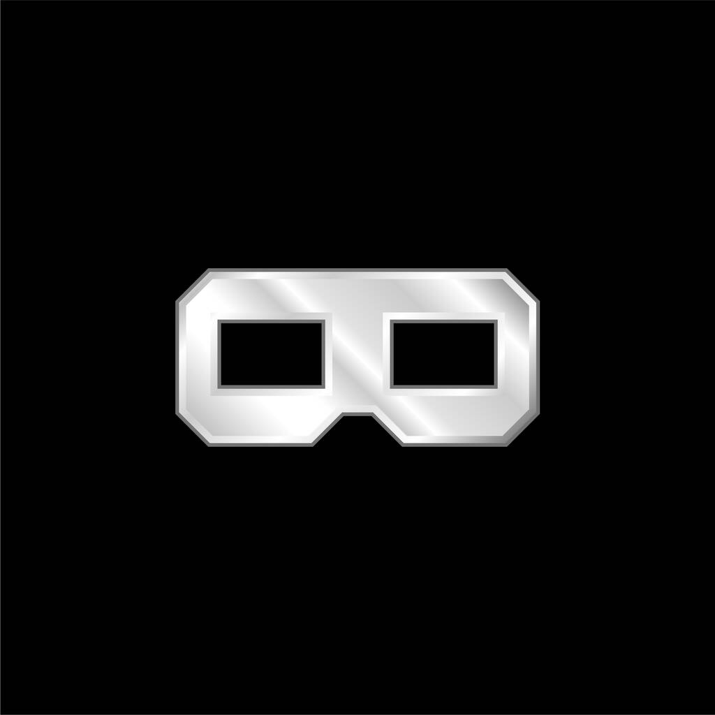 Óculos 3D prata banhado ícone metálico - Vetor, Imagem