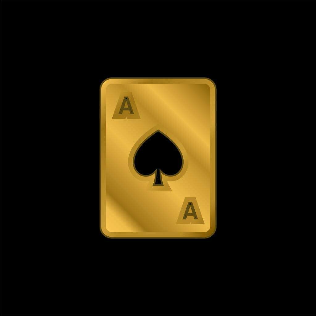 Ace Of Spades pozlacená kovová ikona nebo vektor loga - Vektor, obrázek