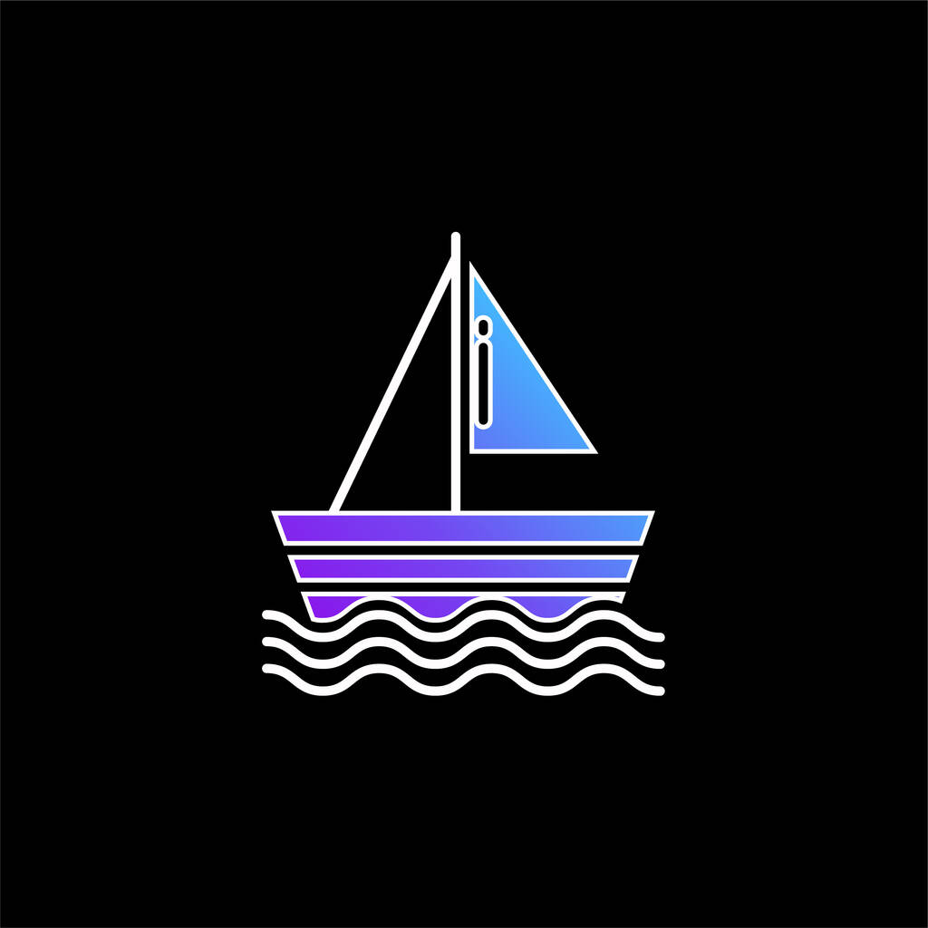 Значок синего градиента лодки - Вектор,изображение