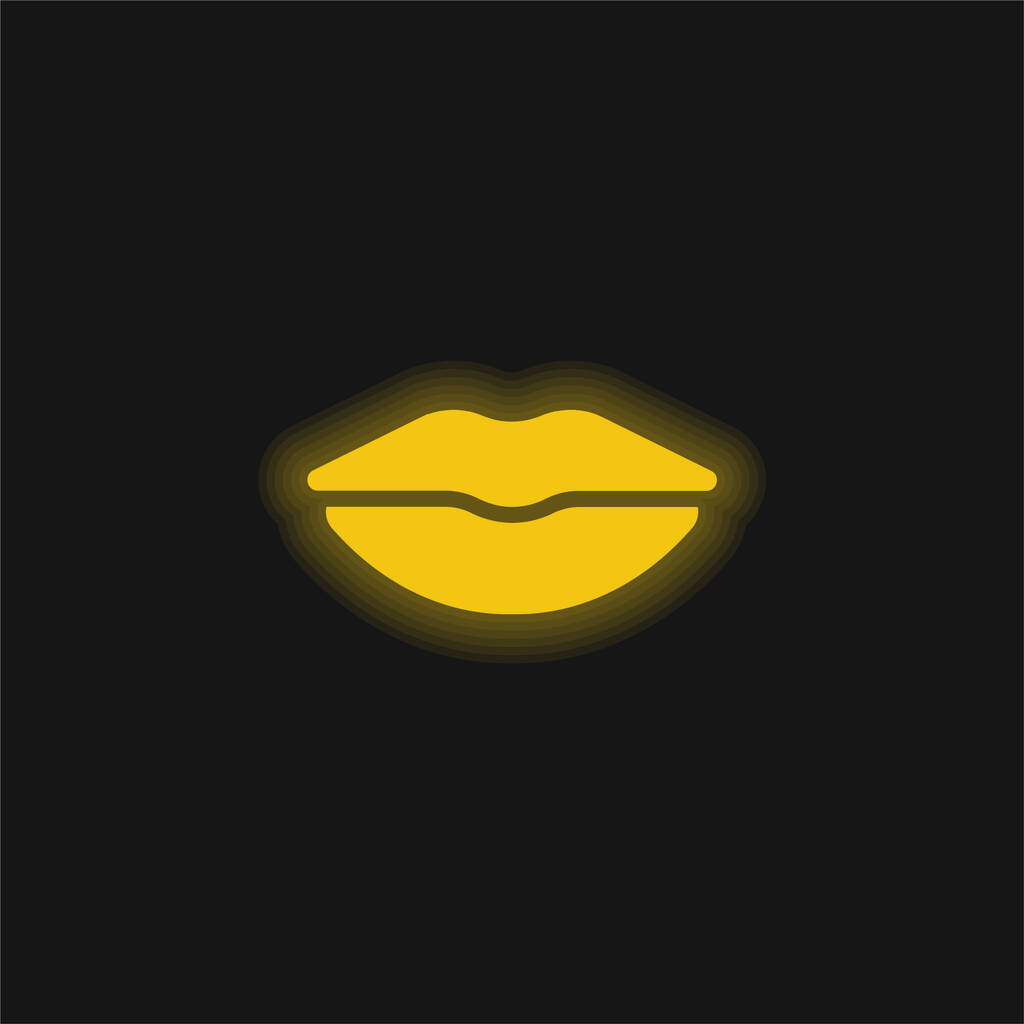 Big Lips geel gloeiende neon icoon - Vector, afbeelding