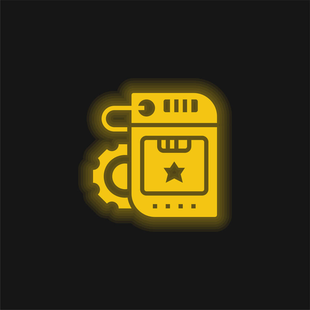 Marque jaune brillant icône néon - Vecteur, image