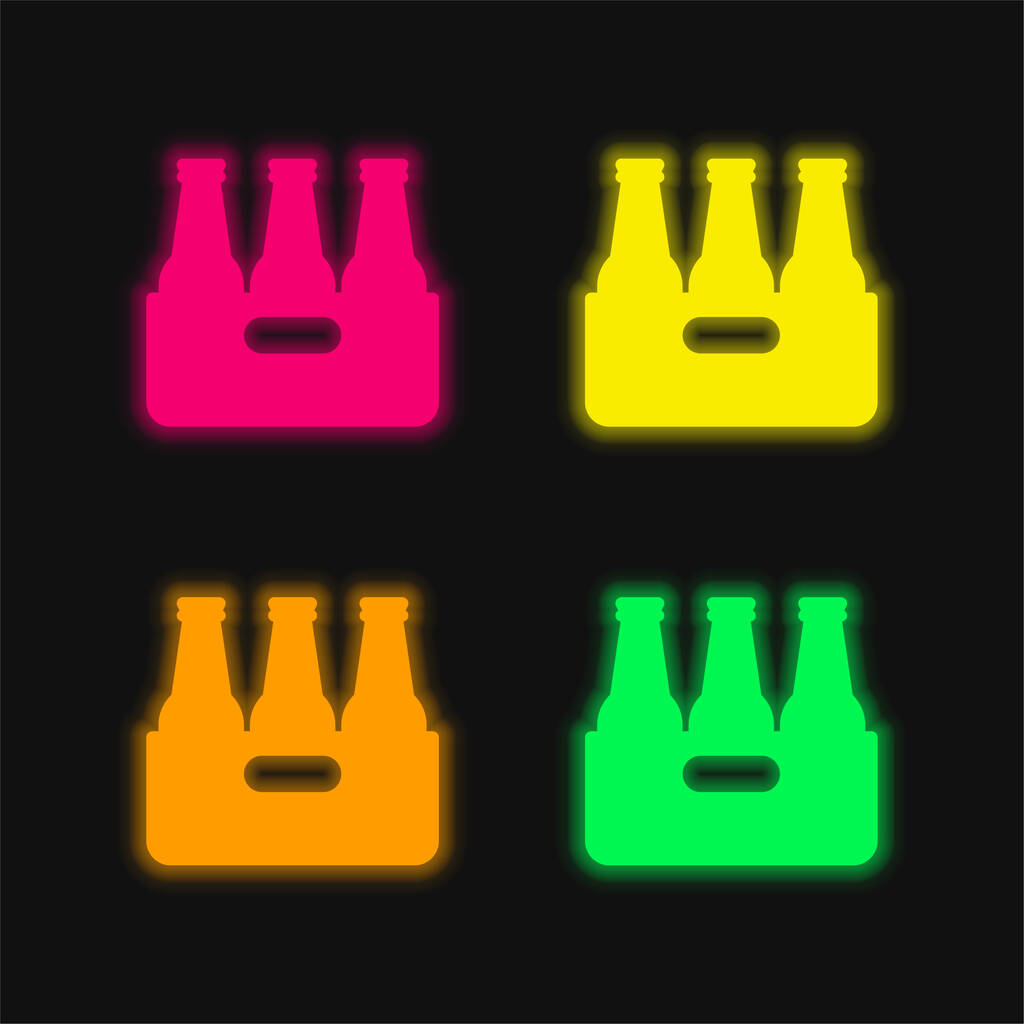 Пиво чотири кольори, що світяться неоном Векторна піктограма
 - Вектор, зображення