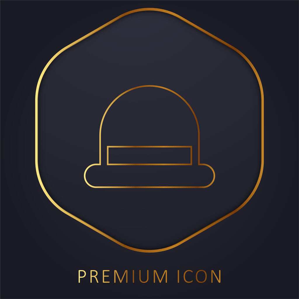 Bowler linha dourada logotipo premium ou ícone - Vetor, Imagem