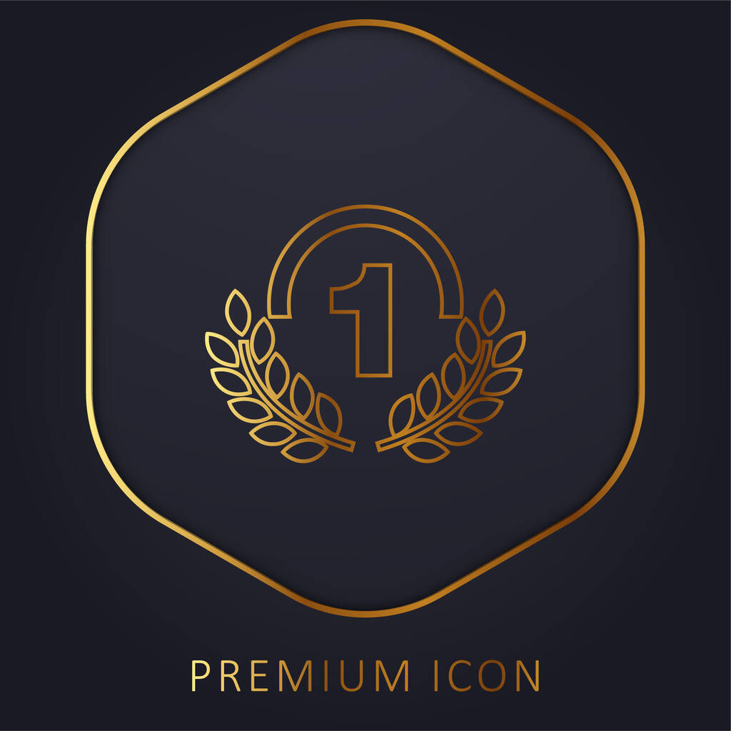 Auszeichnung Medaille der Nummer Eins mit Olivenzweigen goldene Linie Premium-Logo oder Symbol - Vektor, Bild