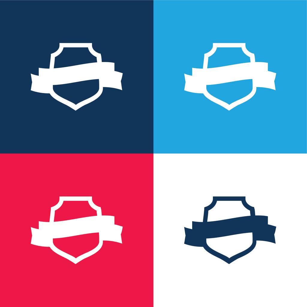 Díj Szimbolikus pajzs A Banner kék és piros négy szín minimális ikon készlet - Vektor, kép