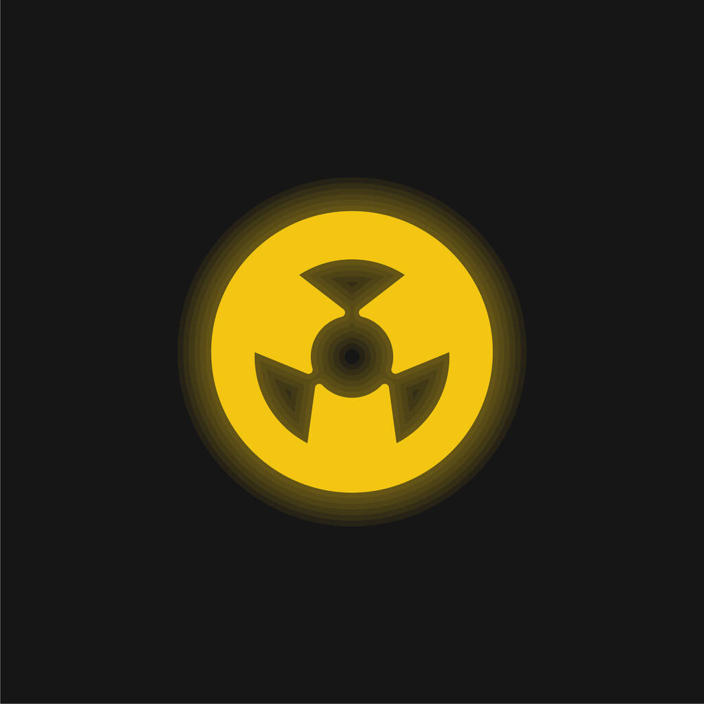 Atomic Symbol yellow glowing neon icon - Vector, Image