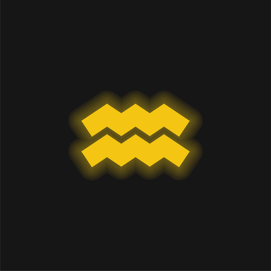 Verseau jaune brillant icône néon - Vecteur, image
