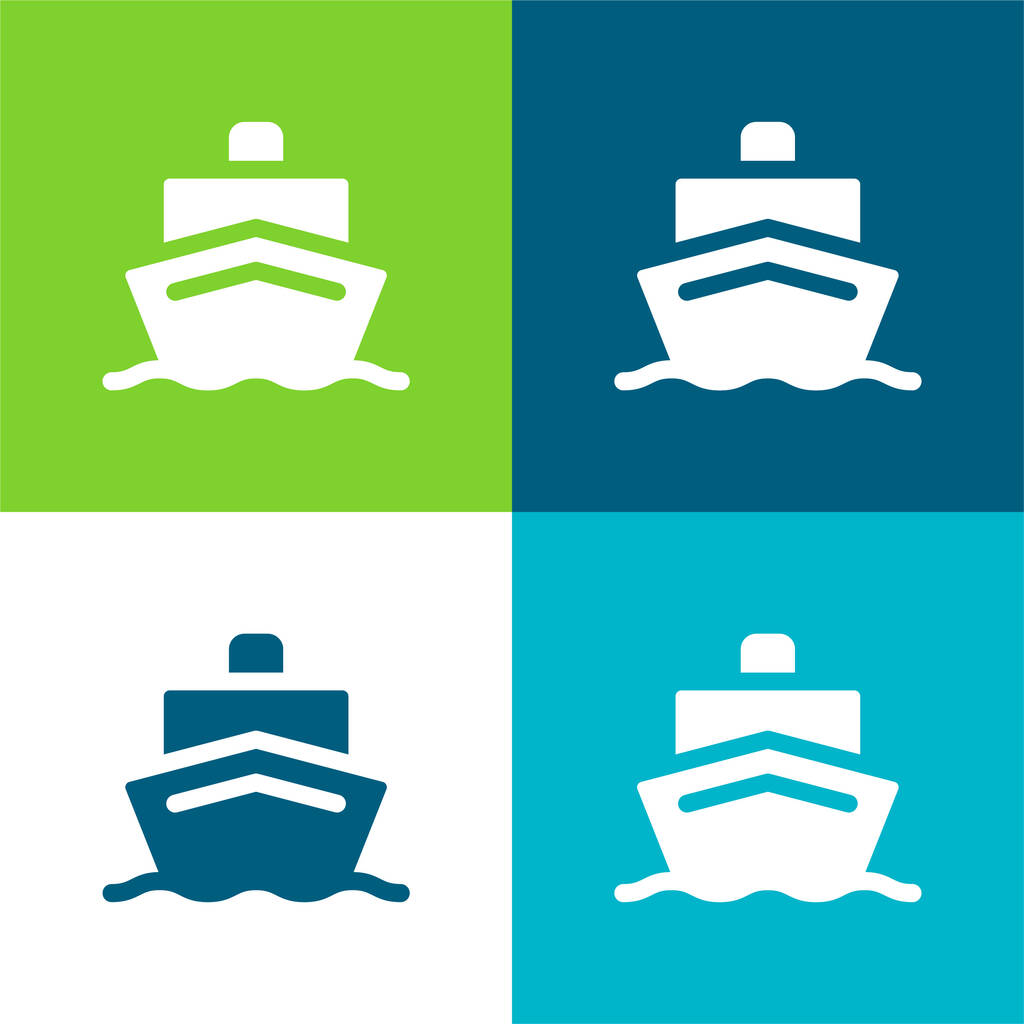 Boot Flat vier Farben minimalen Symbolsatz - Vektor, Bild