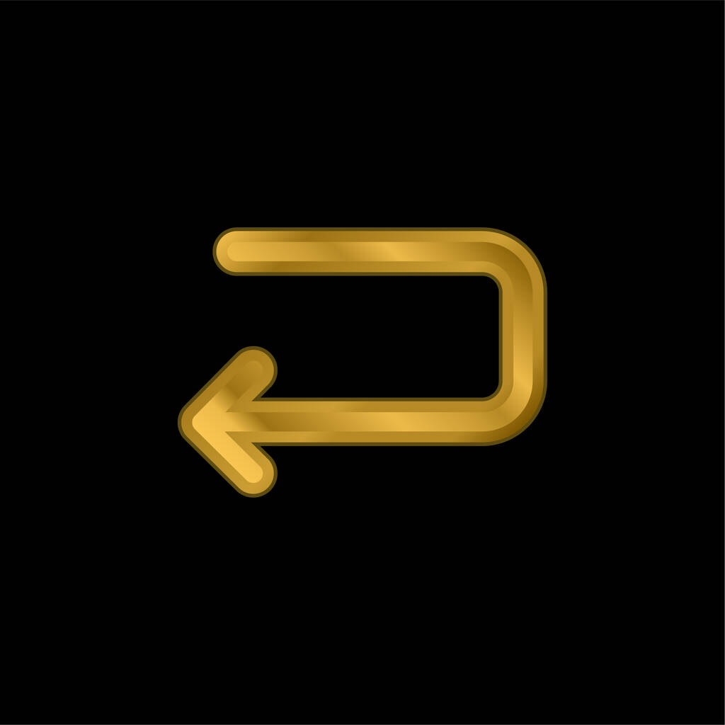 Atrás Flecha izquierda de retorno Ángulo chapado en oro icono metálico o logo vector - Vector, Imagen