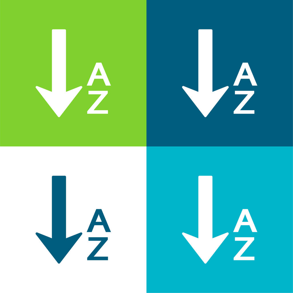 Плоский четырехцветный минимальный набор значков в алфавитном порядке - Вектор,изображение
