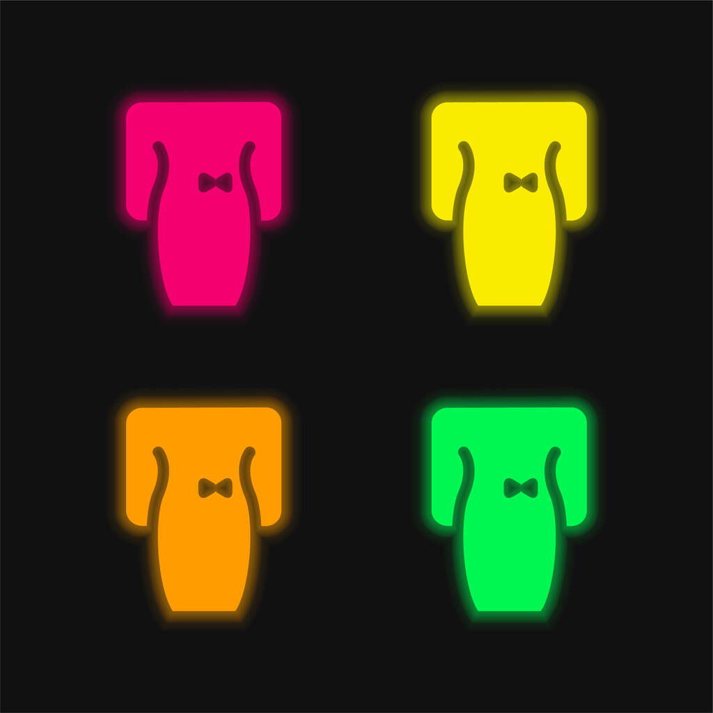 Bateau Šaty čtyři barvy zářící neonový vektor ikona - Vektor, obrázek