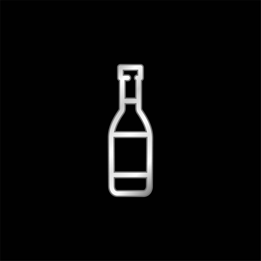 Bottiglia di birra argento placcato icona metallica - Vettoriali, immagini
