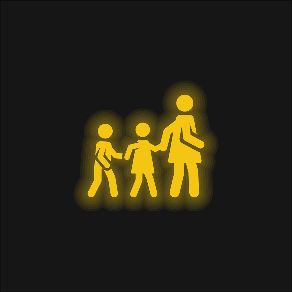 Lapsenvahti keltainen hehkuva neon kuvake - Vektori, kuva
