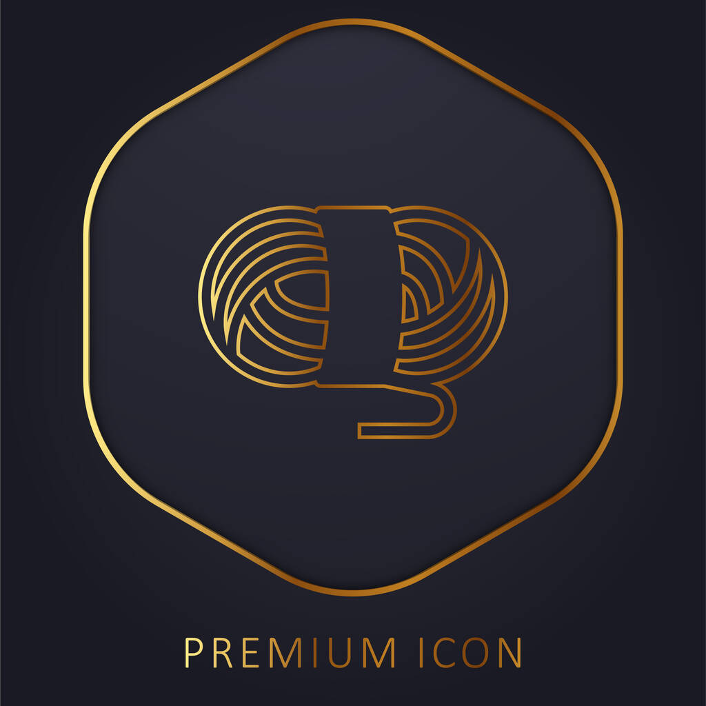 Ball Of Wełna złotej linii logo premium lub ikona - Wektor, obraz