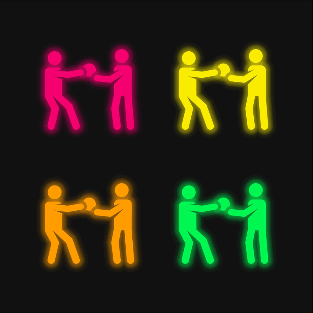 Basketbol oyuncusu dört renk parlayan neon vektör simgesi - Vektör, Görsel