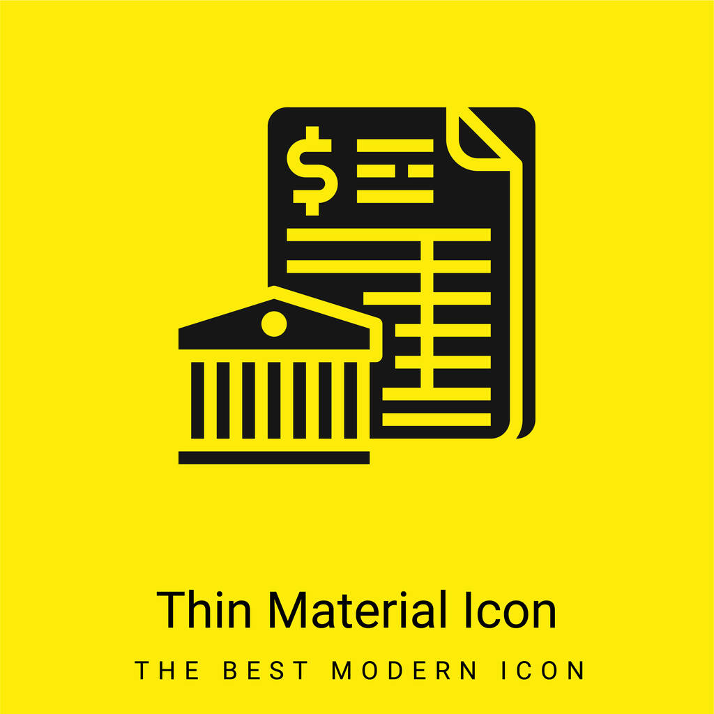 Bank Statement minimal bright yellow material icon - Vector, Image