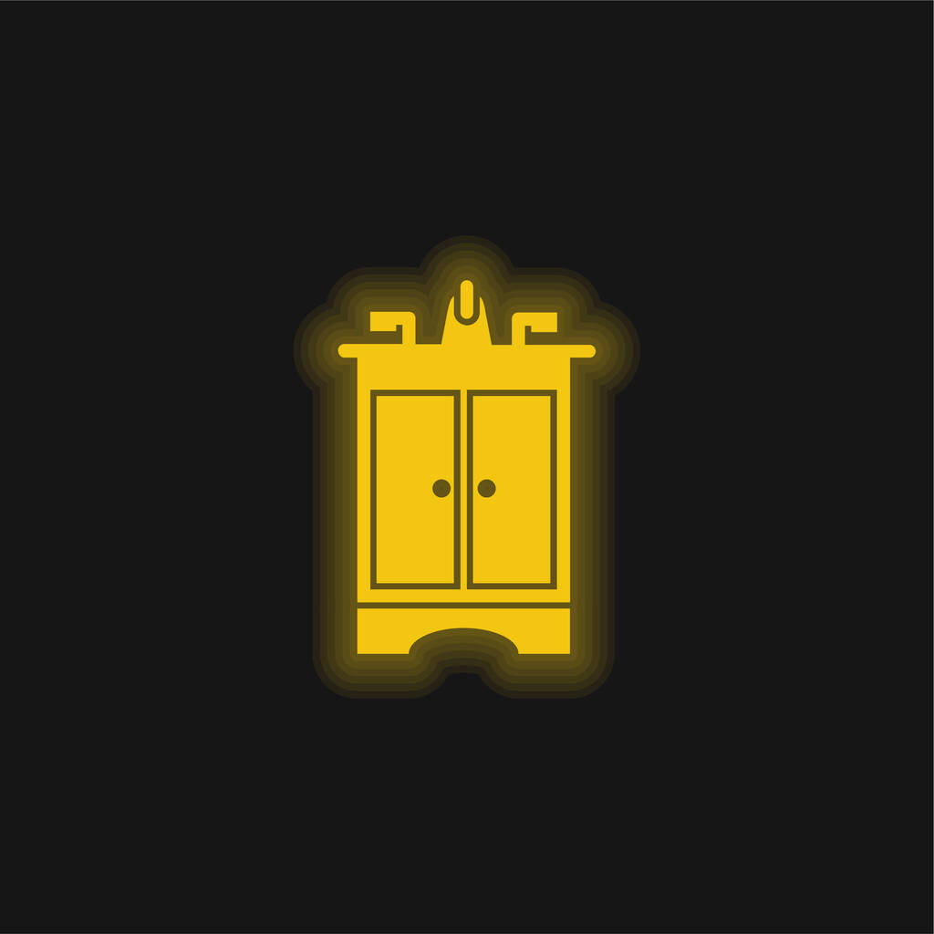 Badkamer Meubilair geel gloeiende neon pictogram - Vector, afbeelding