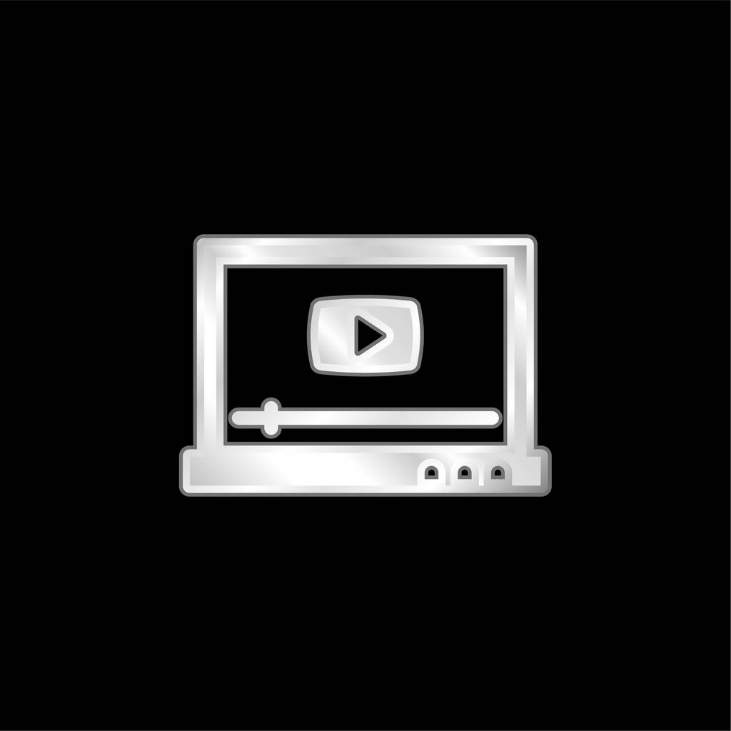 AD Video plateado icono metálico - Vector, Imagen