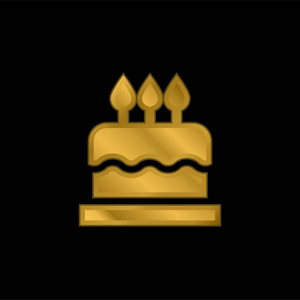 Torta di compleanno oro placcato icona metallica o logo vettoriale - Vettoriali, immagini